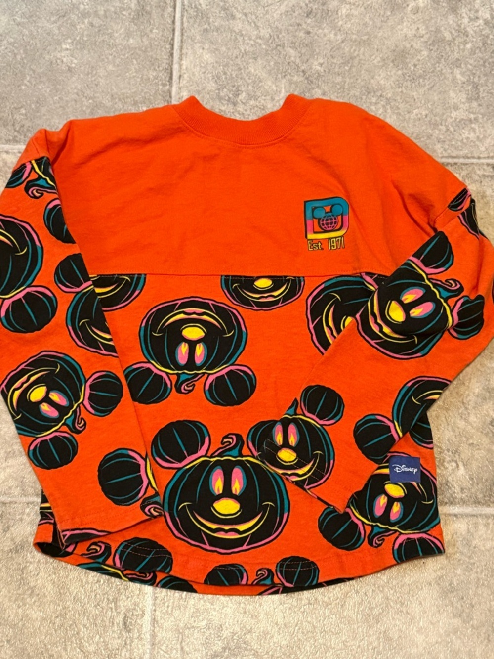 Disney Halloween Orange Long Sleeve Jersey with Mickey Pattern kids size 4